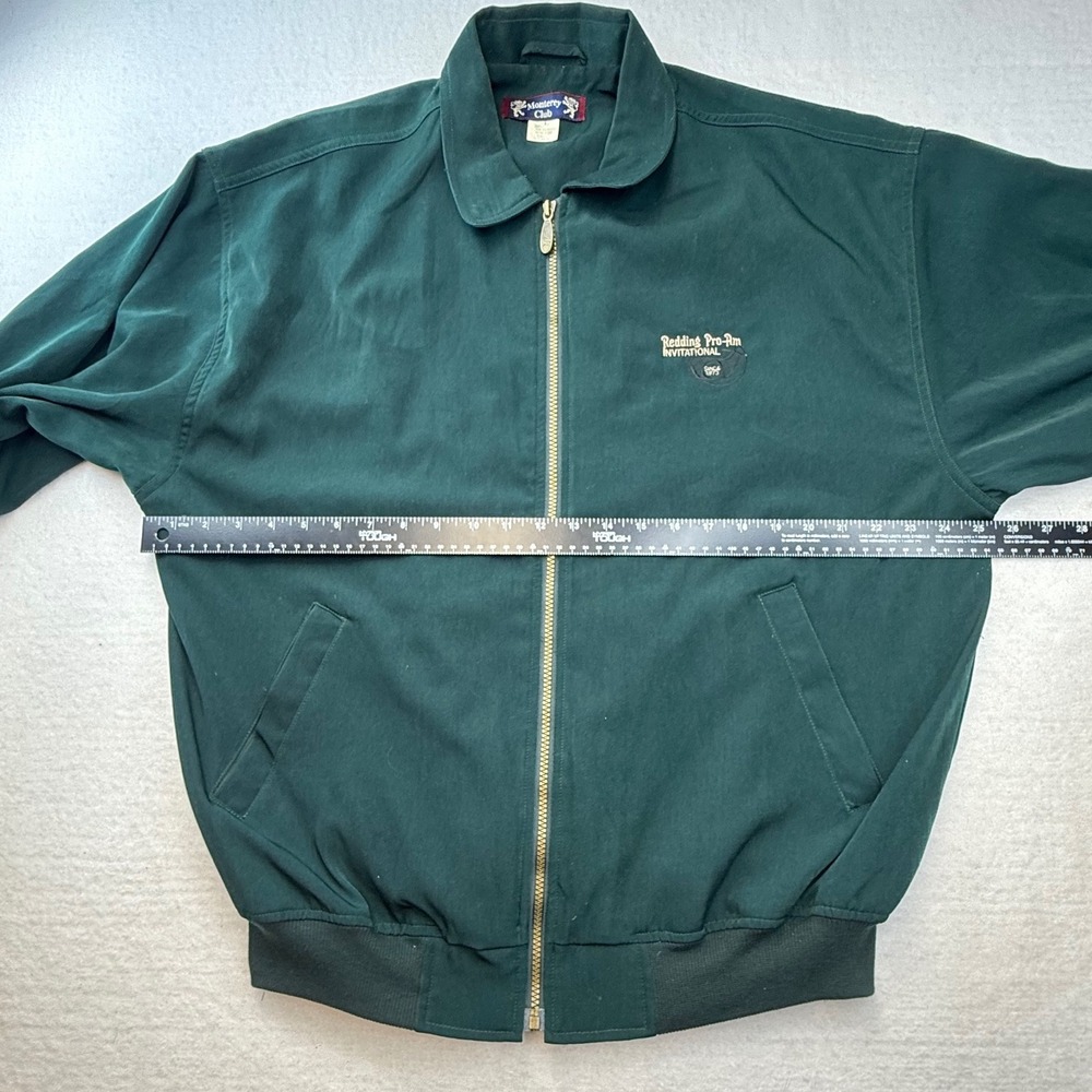 VTG Monterey Club Mens L‎ Green Microfiber Zip Golf Jacket Redding pro am 90s